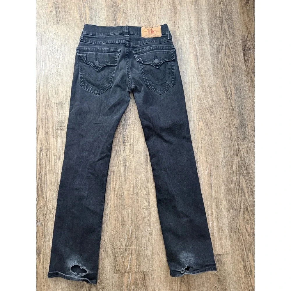 True Religion Ricky Relaxed Straight Jeans Black Washed Denim Size 29 Mens